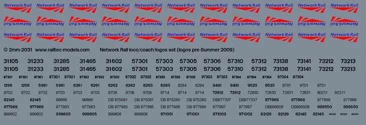 RT-2-2031 Network Rail logos/locos/coaches set Transfer