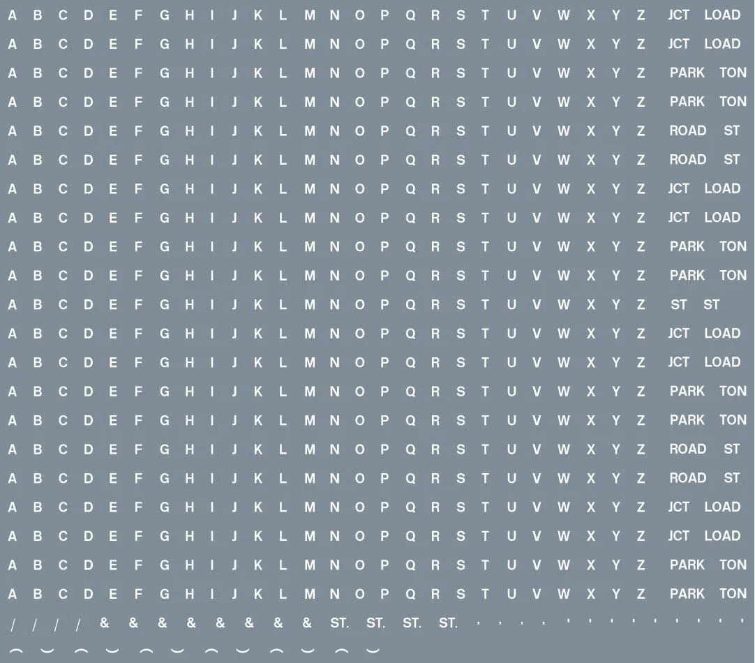 RT-ALL-0003 Numeric/alphabet sheet: white BR lettering (1mm high) Transfer
