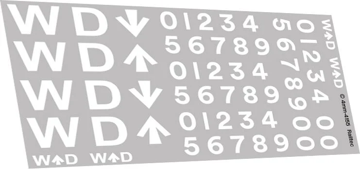 RT-4-4155 War Department WD logos (white): steam locos (suit 8F) OO Gauge Waterslide Decals Transfer