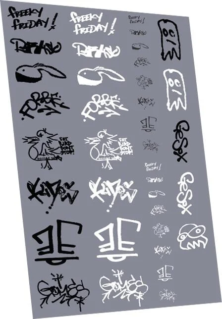 RT-4-8954 Graffiti: Tags Pack 4 Waterslide Decals Transfer