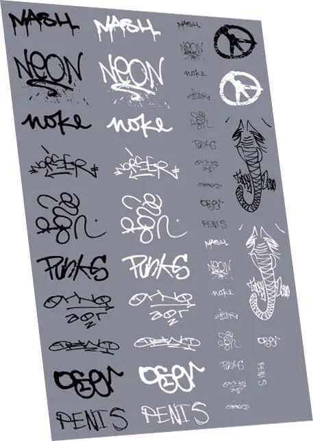RT-4-8960 Graffiti: Tags Pack 10 Waterslide Decals Transfer
