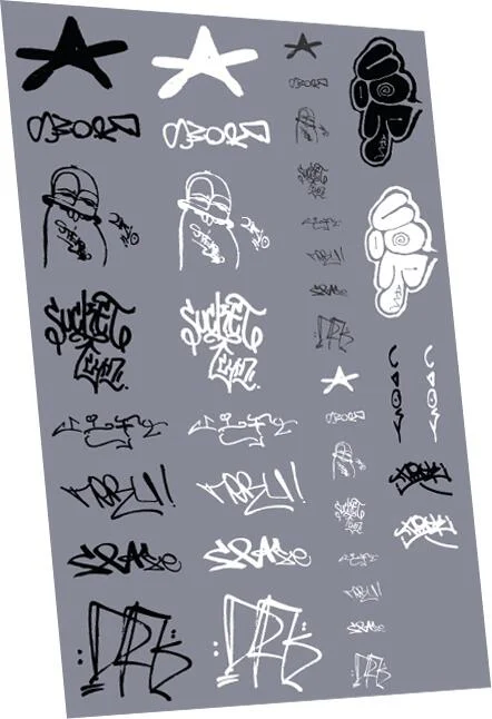 RT-4-8964 Graffiti: Tags Pack 14 Waterslide Decals Transfer