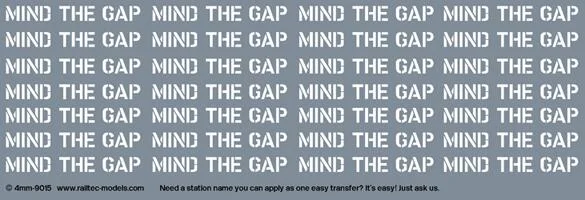 RT-4-9015 Mind The Gap: White (suits station platform) OO Gauge Waterslide Decals Transfer