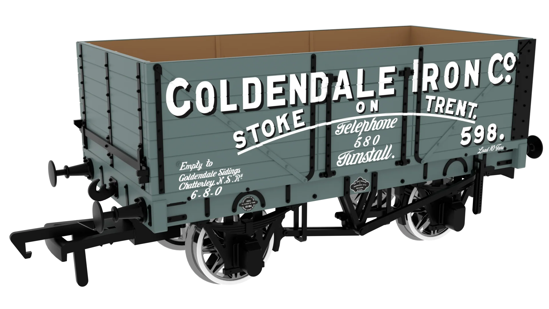 967250 7 Plank 1907 Railway Clearing House Private Owner Open Wagon Goldendale Iron Co. No.598