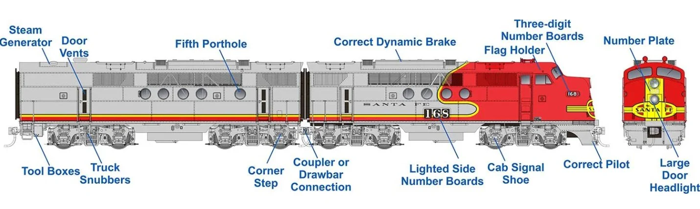 53503 HO EMD FT A+B (DC/DCC/Sound): AT&SF - Passenger Scheme: #168B + 168C