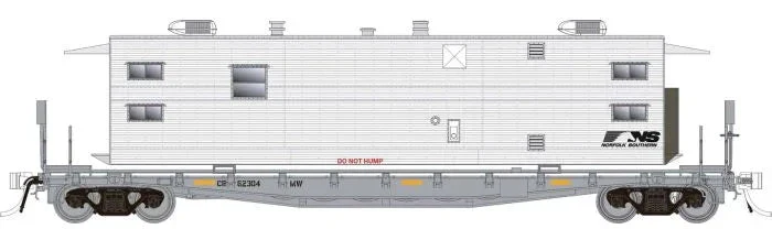 138105A HO F30A 50' Flat Car w/Camp Van: NS - MOW: Single Car - Image 2
