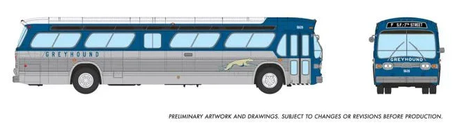 753119 HO 1/87 New Look Bus (Deluxe): Greyhound - Blue & Silver: #9609