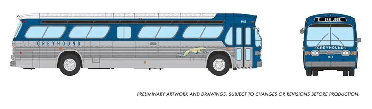 753120 HO 1/87 New Look Bus (Deluxe): Greyhound - Blue & Silver: #9613