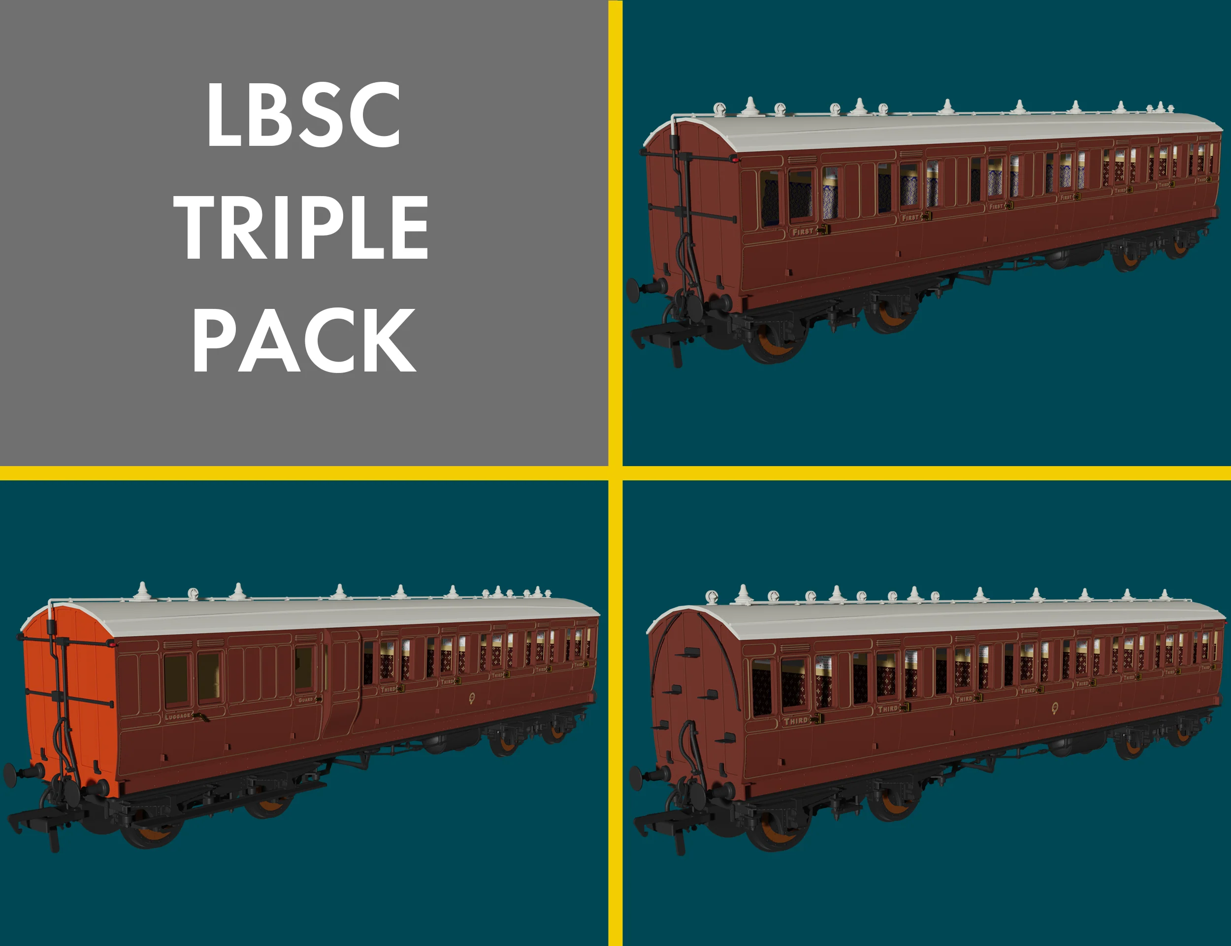 978201 Evolution' 48' LBSC Mahogany Non-Corridor Carriage No.1236, 535 & 297 Triple Pack - Image 6