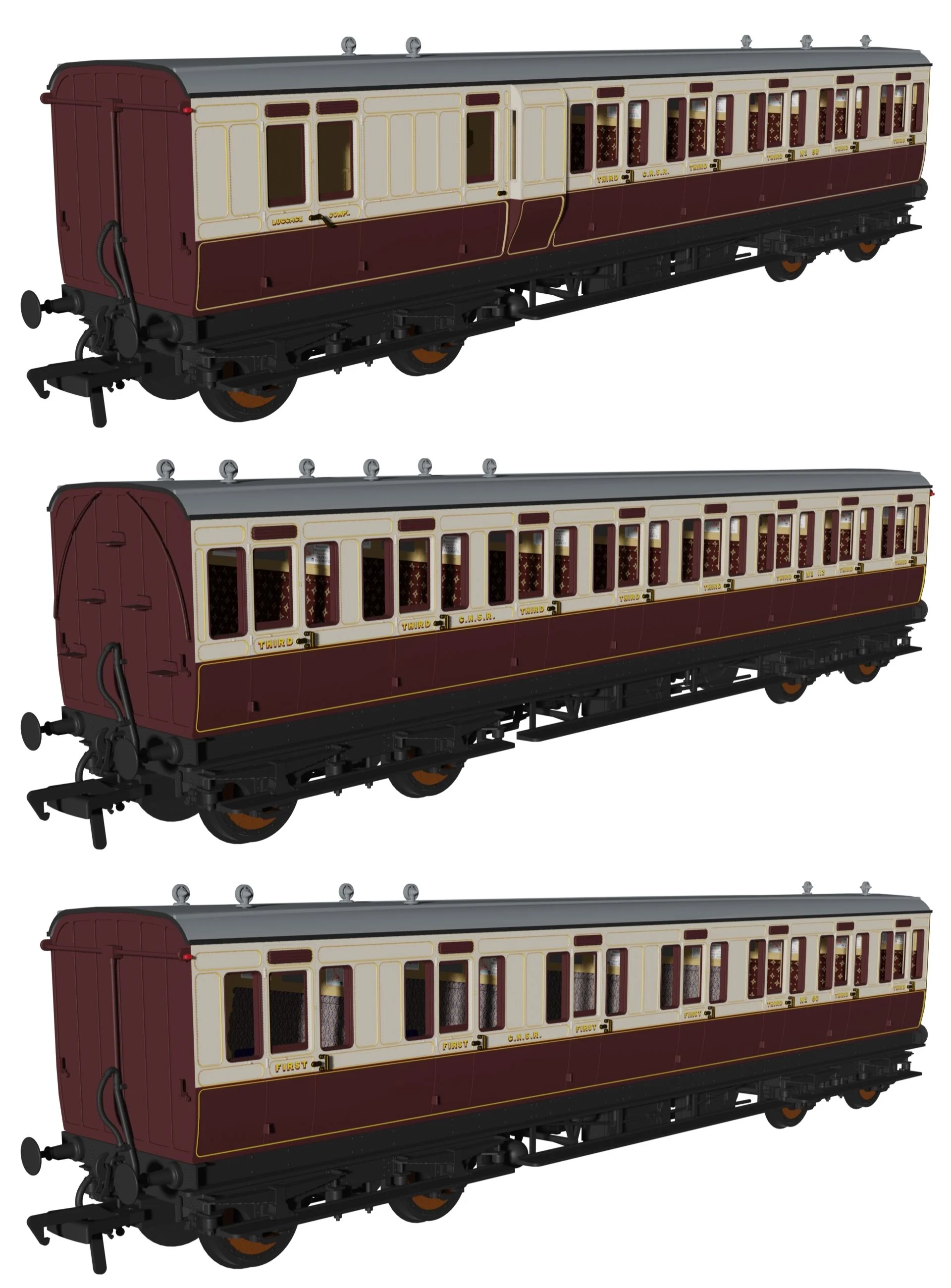 978207 Evolution' 48' GNoSR Non-Corridor Carriage No.69, 112 & 60 Triple Pack