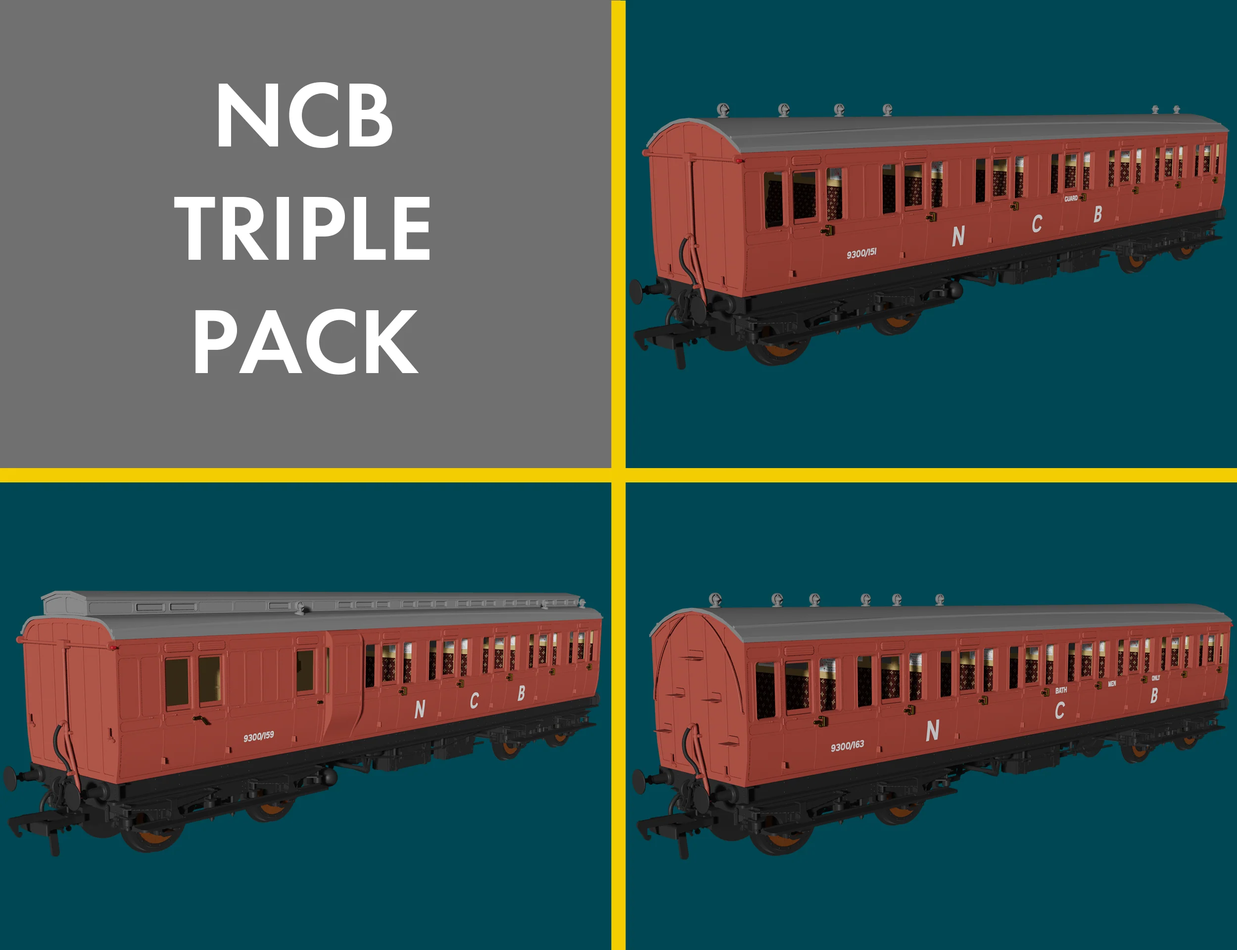 978237 Evolution' 48' NCB Non-Corridor Carriage No.9300/159, 9300/163 & 9300/151 Triple Pack - Image 6