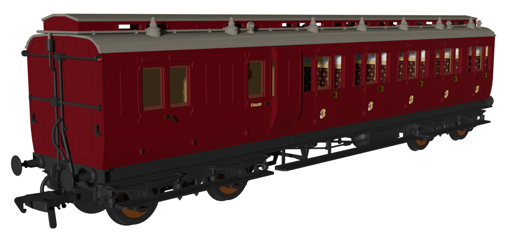978243 Evolution' 48' Generic Crimson Non-Corridor Carriage Brake Third