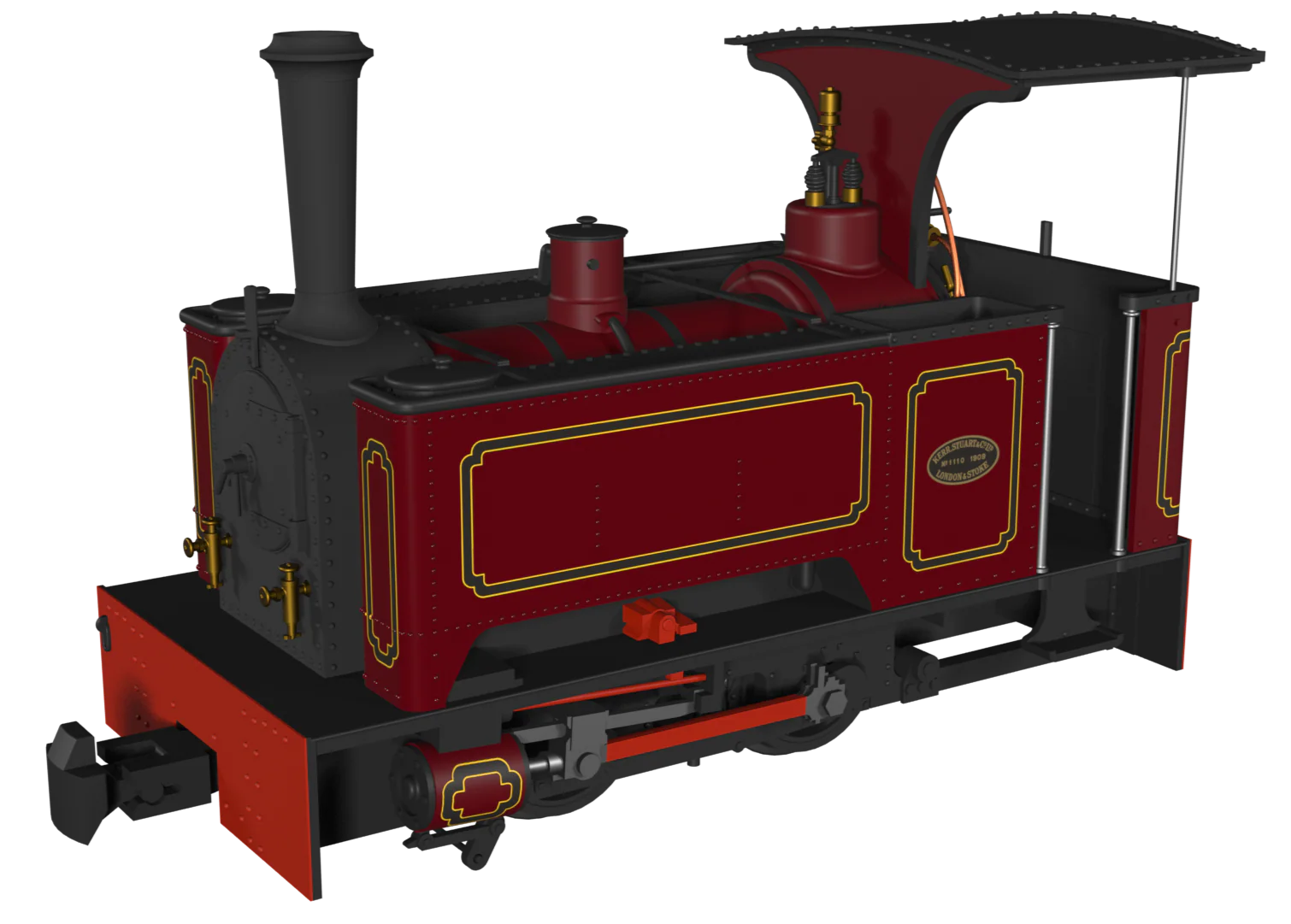 986506 Sirdar Class 0-4-0 Kerr, Stuart & Co. Long-Tank Lined Maroon Steam Locomotive - DCC Fitted - Image 2