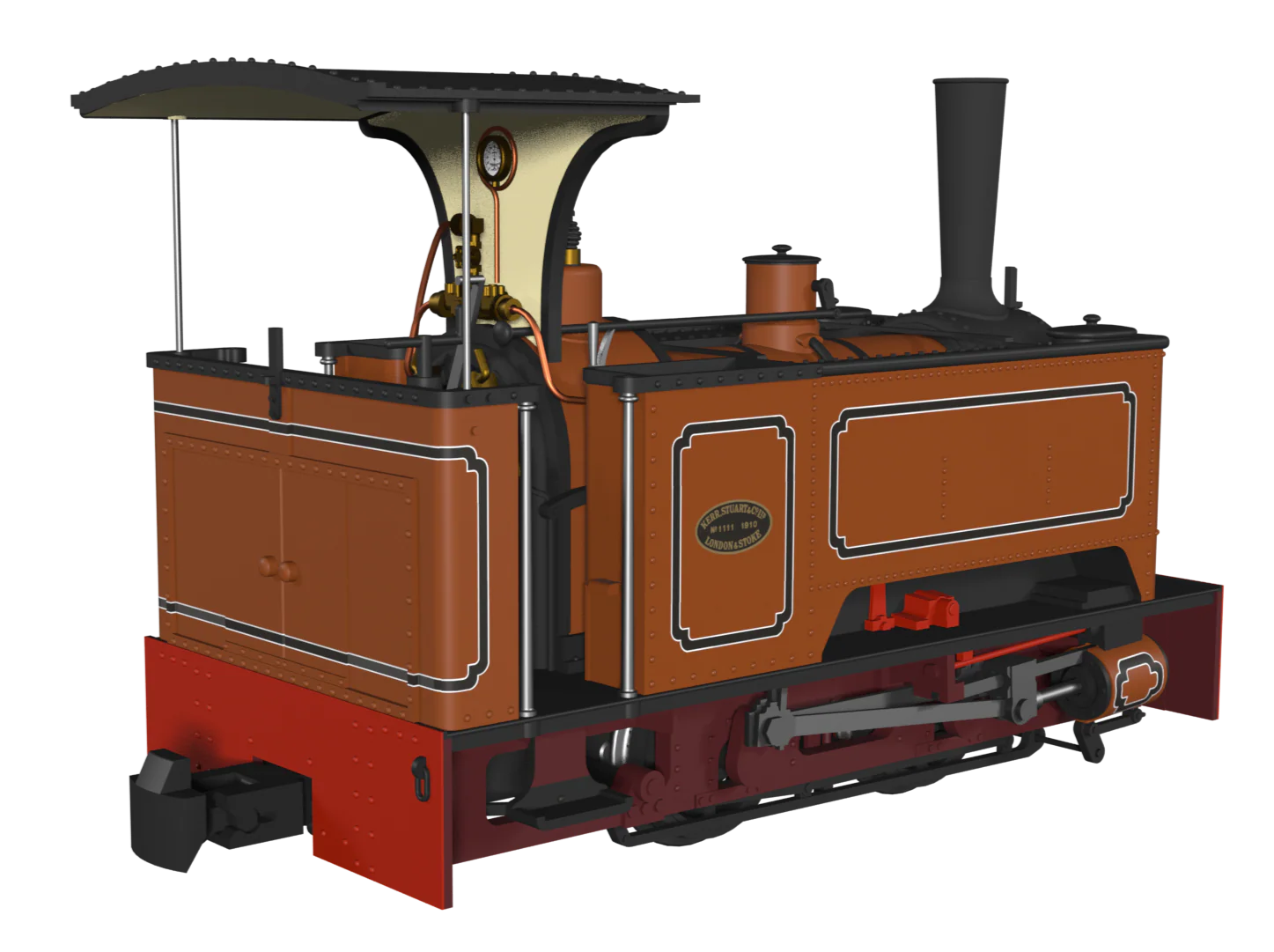 986505 Sirdar Class 0-4-0 Kerr, Stuart & Co. Long-Tank Lined Burnt Orange Steam Locomotive - DCC Fitted - Image 3
