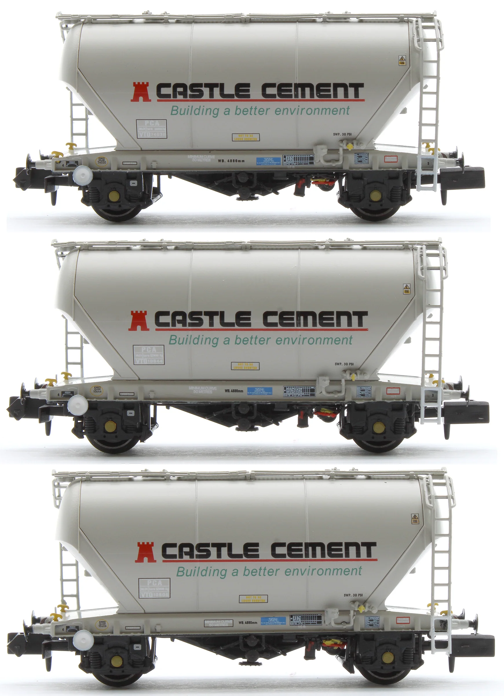 RT-CC2029-J Set of 3 Castle Cement PCA Bulk Cement Wagons (Pack J)