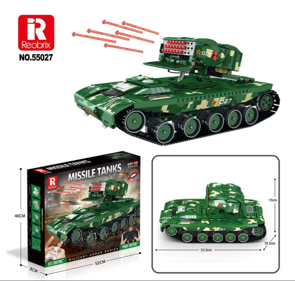 55027 RC Missile Firing Tank 1488pc Construction Set - Image 6