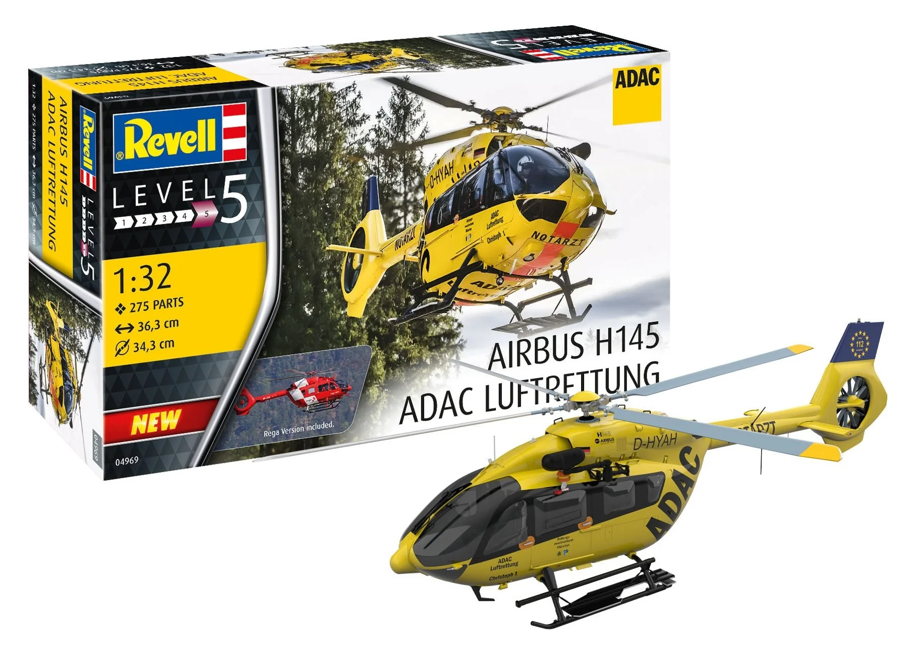 04969 Airbus H145 Helicopter ADAC/REGA (1:32 Scale) Model Kit