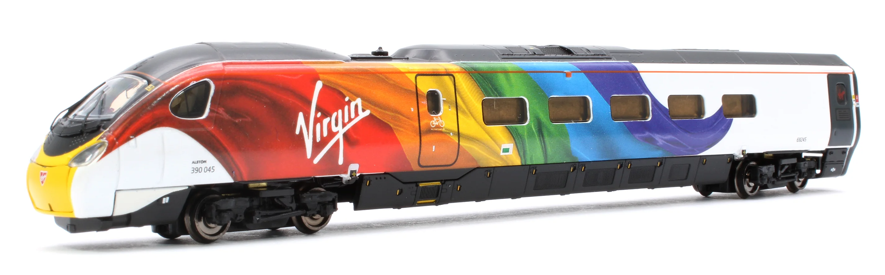 Class 390 045 "Virgin Pride" 9 Car Pendolino in Virgin Flowing Silk Rainbow livery - Image 2