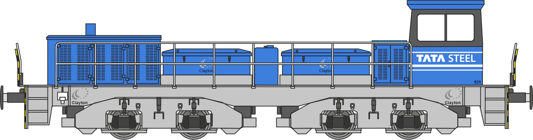 RT-CBD90-TS-A Clayton Class 18 / CBD90 Tata Steel Hybrid Battery Diesel Locomotive No.931 (Version A) - Image 4