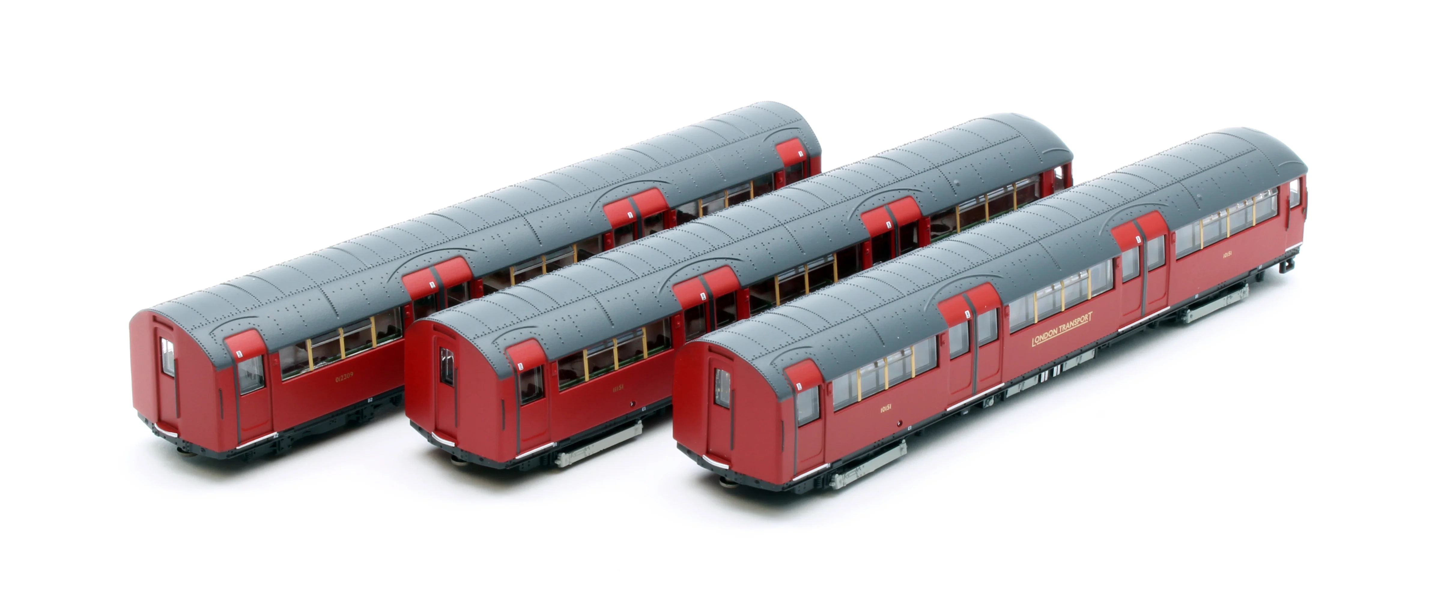 RT-N-LU1938-MAR301C 1938 Tube Stock - London Transport (Gold Branding) Maroon “Rail Red” (Cream Window Bars) Set C (Northern & Bakerloo Line) 3-Car EMU - Image 2