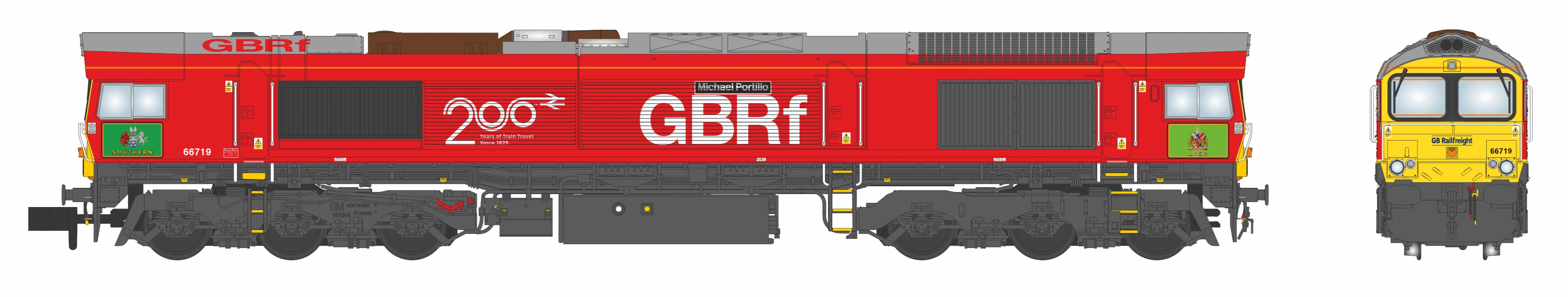 RT-N66-GBR-719 Class 66 GB Railfreight / Railway 200 Livery 66719 "Michael Portillo" Diesel Locomotive