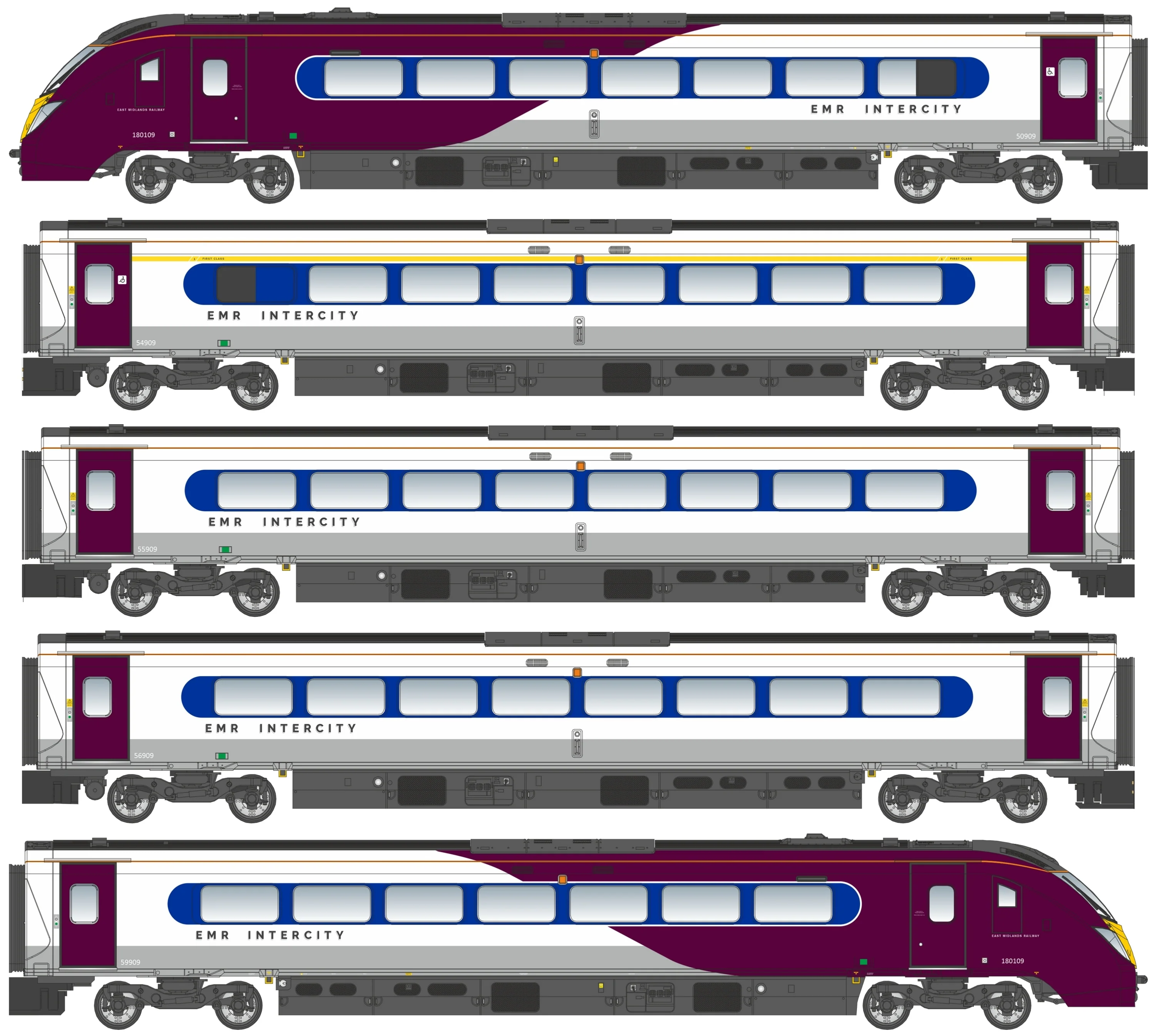 RT-OO-180-EMR-604A-DCC Class 180 East Midlands Railway 180109 5-Car DMU - DCC Sound
