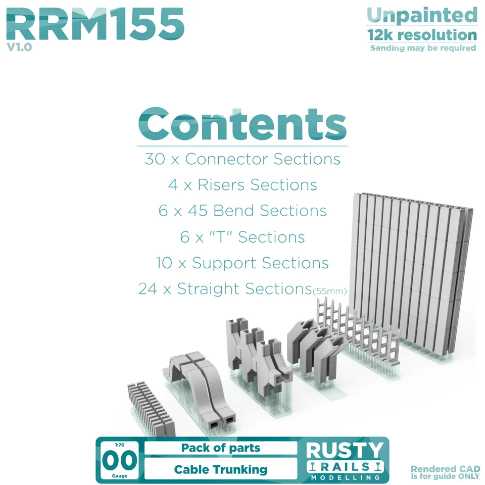 RRM155 OO Gauge Cable Trunking (Single Pack) - Unpainted Model Kit - Image 2