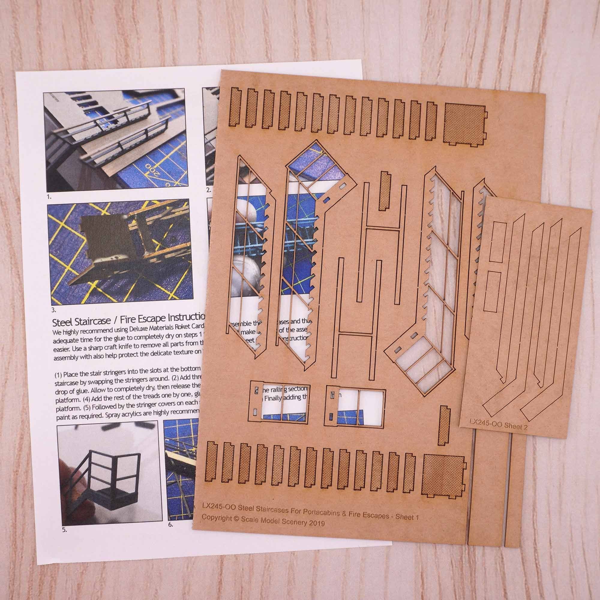 LX245 Laser Cut Steel Staircase / Fire Escape Model Kit - Image 3