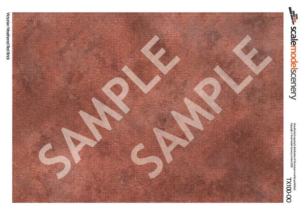 TX100 OO/HO Victorian Weathered Red Brick Texture Paper (x5) - Image 2
