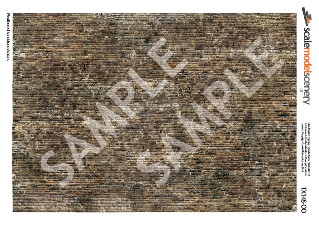 TX148 OO/HO Weathered Sandstone Ashlars Texture Paper (x5) - Image 2