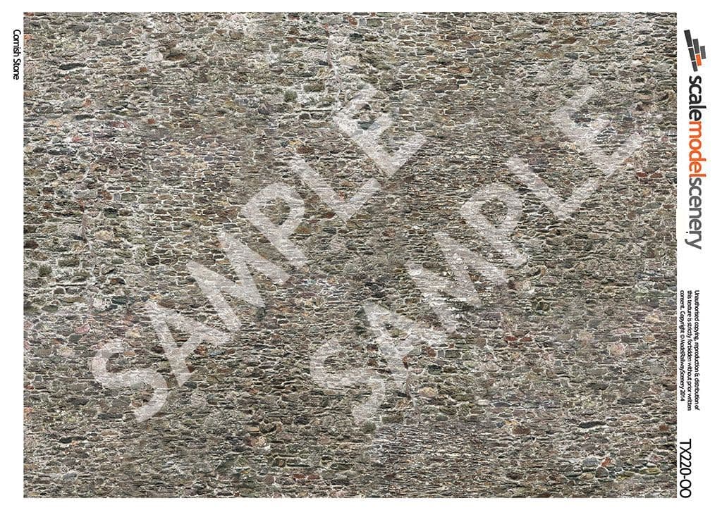 TX220 OO/HO Old Stone Wall Texture Paper (x5) - Image 2