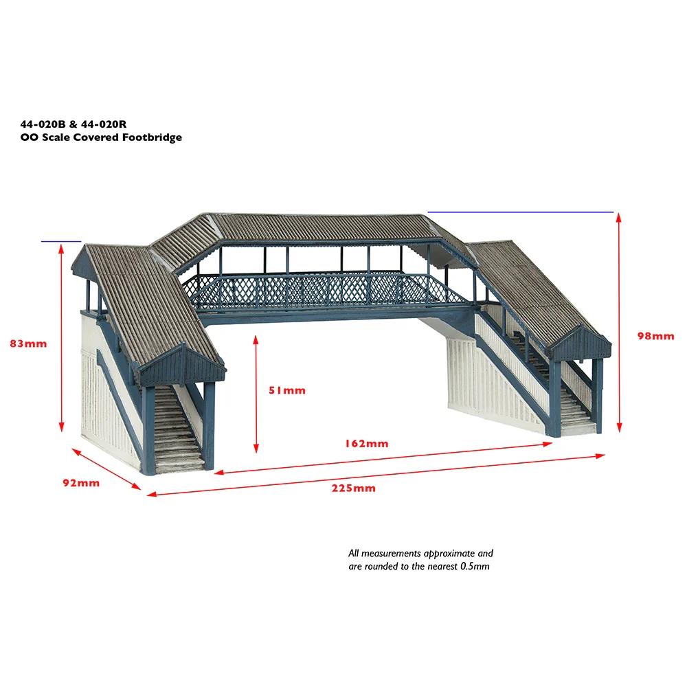 44-020B Covered Metal Footbridge Blue and Cream - Image 2
