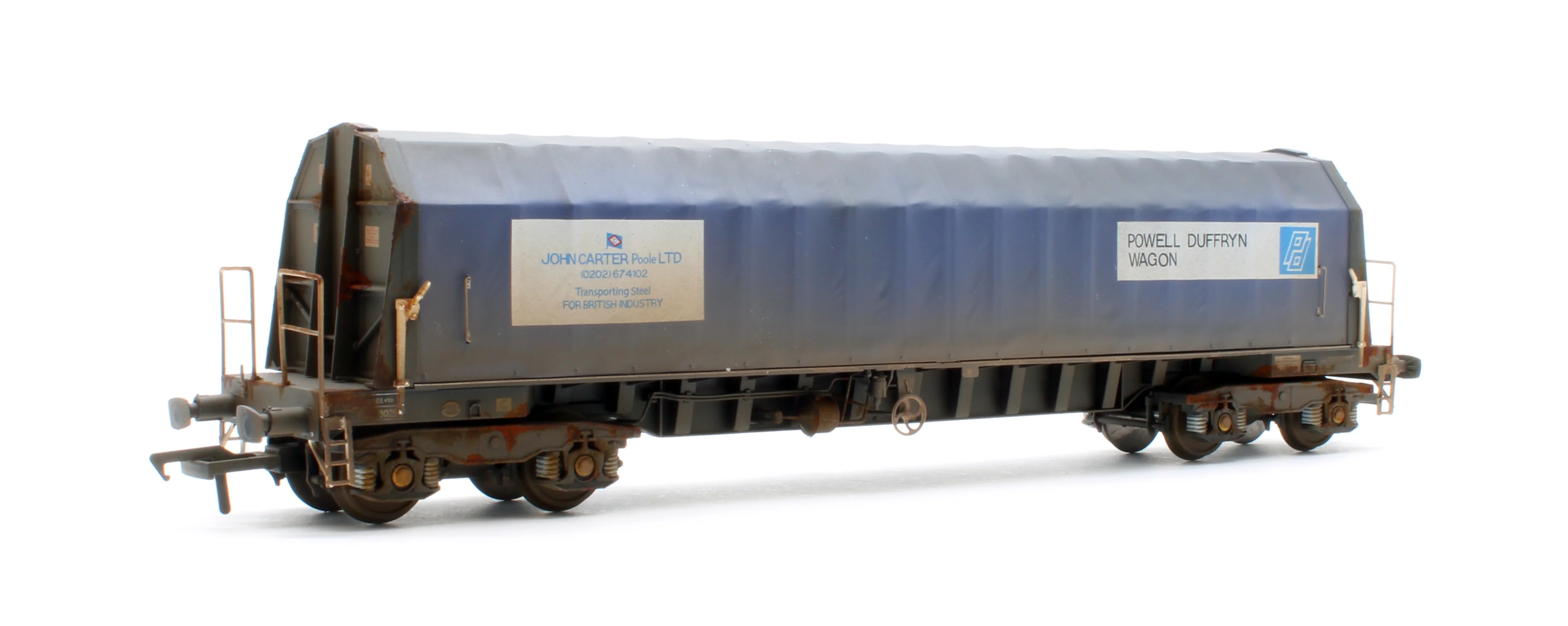 PXA01 DP(A)W Bespoke Weathered Set of 2 PXA Steel Coil Carrier PD Blue John Carter Poole Banner No.3025/3027 - Image 7