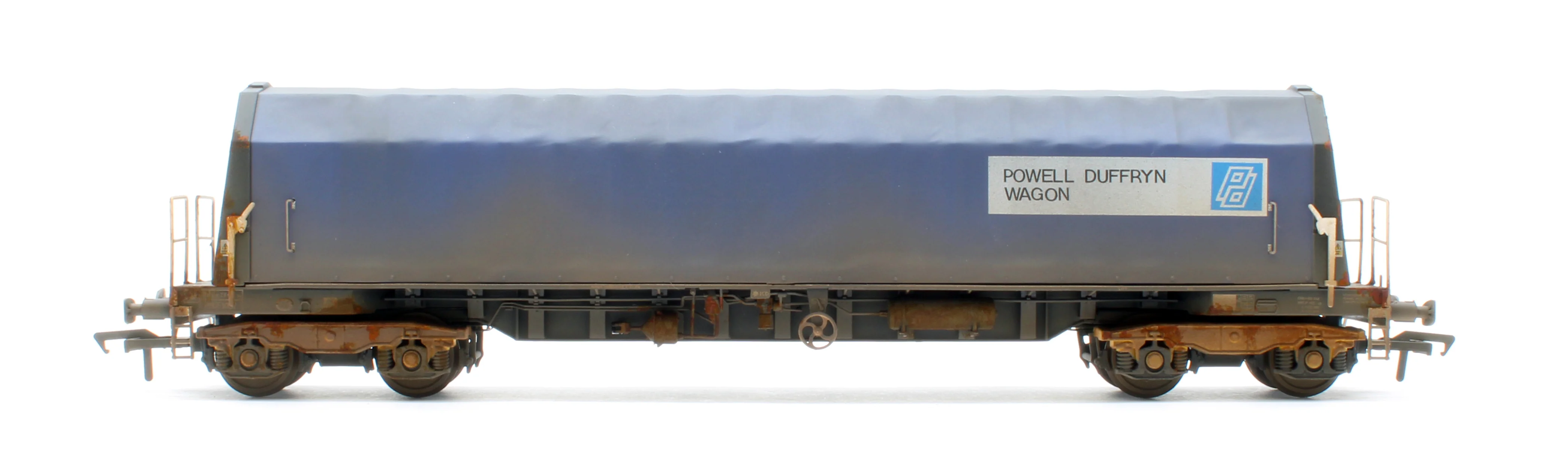 PXA01 TP(D)W Bespoke Weathered Set of 3 PXA Steel Coil Carrier PD Blue Tops Code JSA, Yellow Bogies & OHLW Sticker No.3032/3055/3041 - Image 5