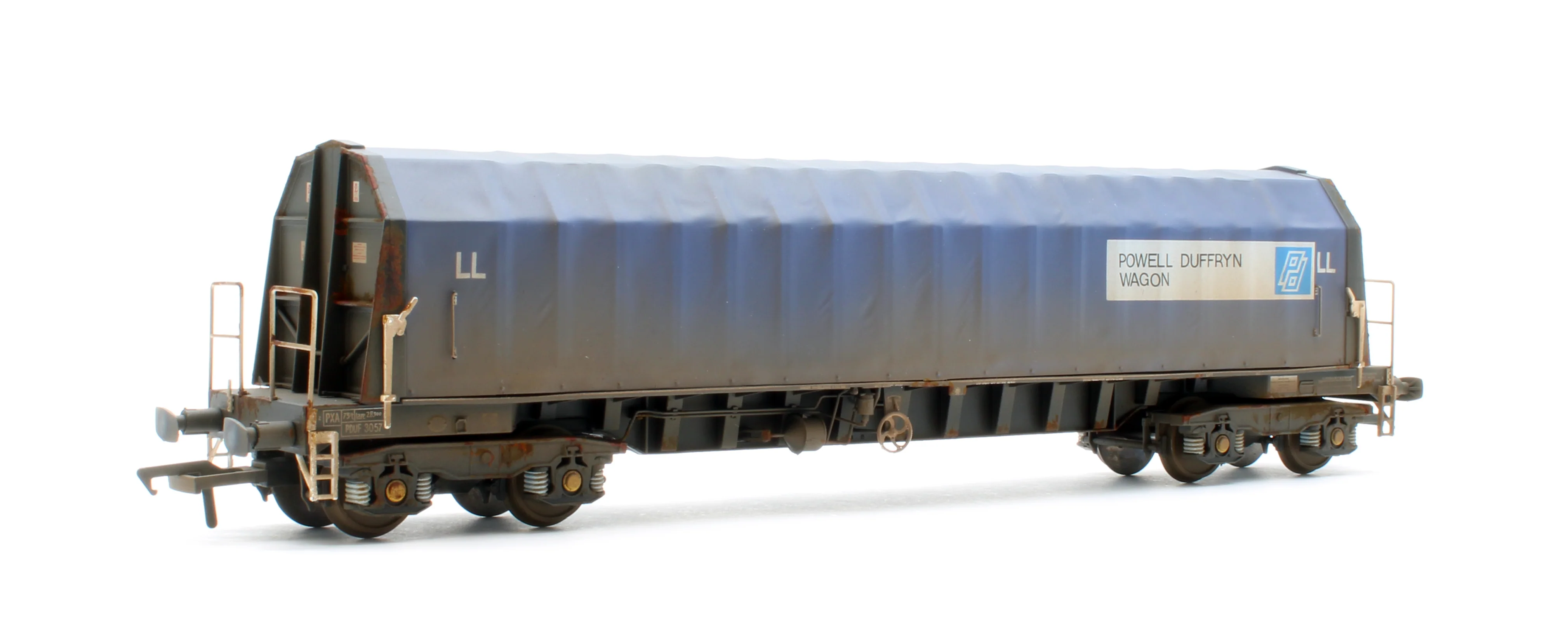 PXA01 TP(C)W Bespoke Weathered Set of 3 PXA Steel Coil Carrier PD Blue with LL Lettering No.3041/3051/3057 - Image 8