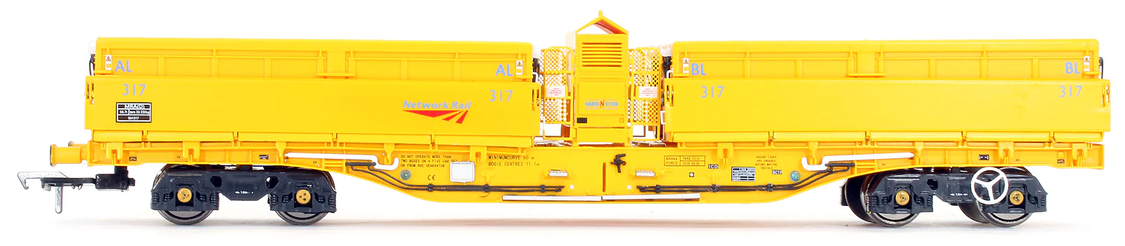 4F-075-004 Set of 5 MRA Side Tipping Ballast Wagon Network Rail Yellow