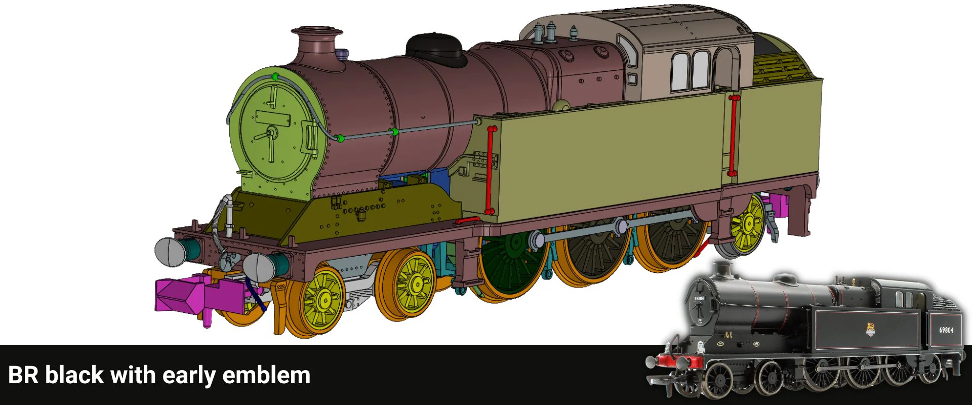 S2104-05 Robinson A5 (GCR Class 9N) 4-6-2 BR Black (Early Emblem) No.69804 Steam Tank Locomotive