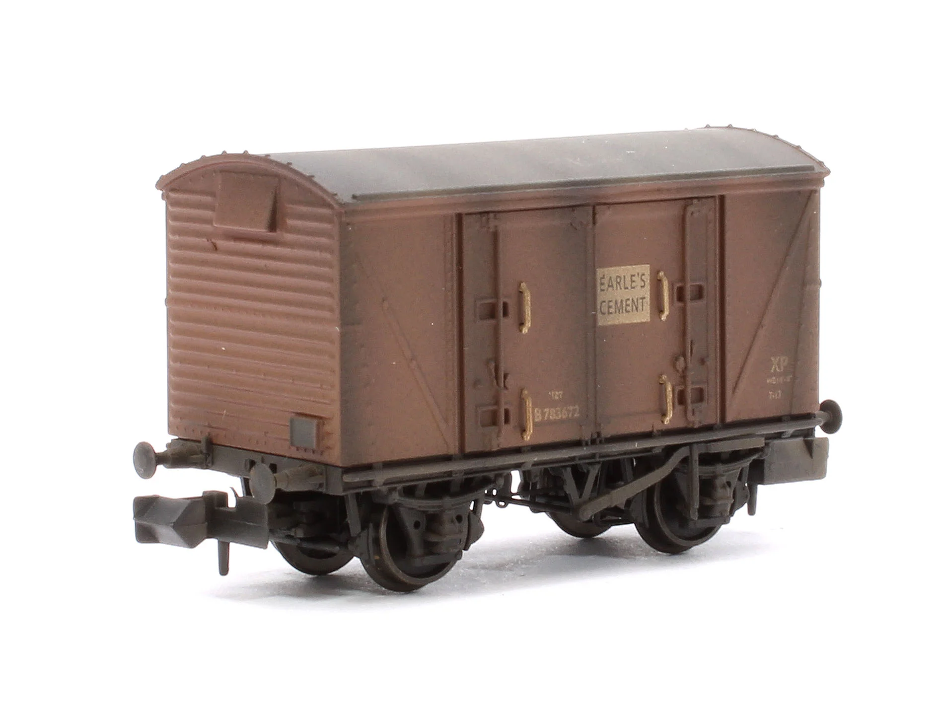 S2301-02 Custom Weathered Set of 3 BR 12T Vanwide Ventilated Vans, BR Bauxite (Early) Earle's Cement - Image 3