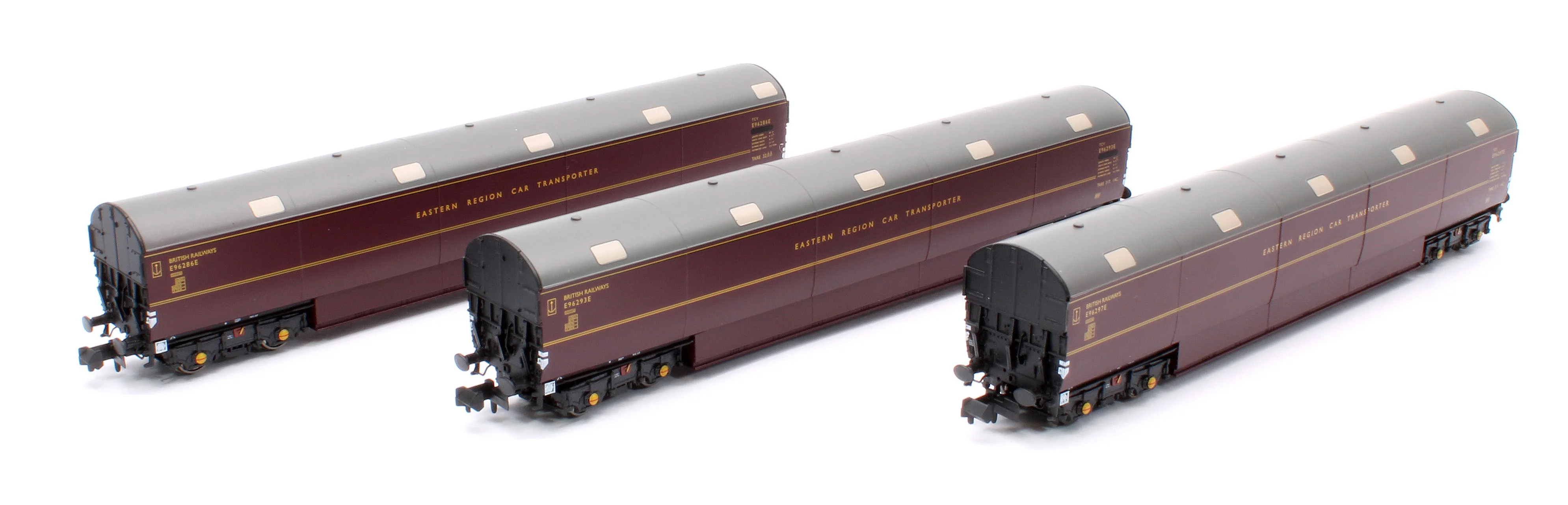 S2303-02 Newton Chambers Car Transporter Eastern Region BR Lined Maroon E96286/293/297E - Pack 2