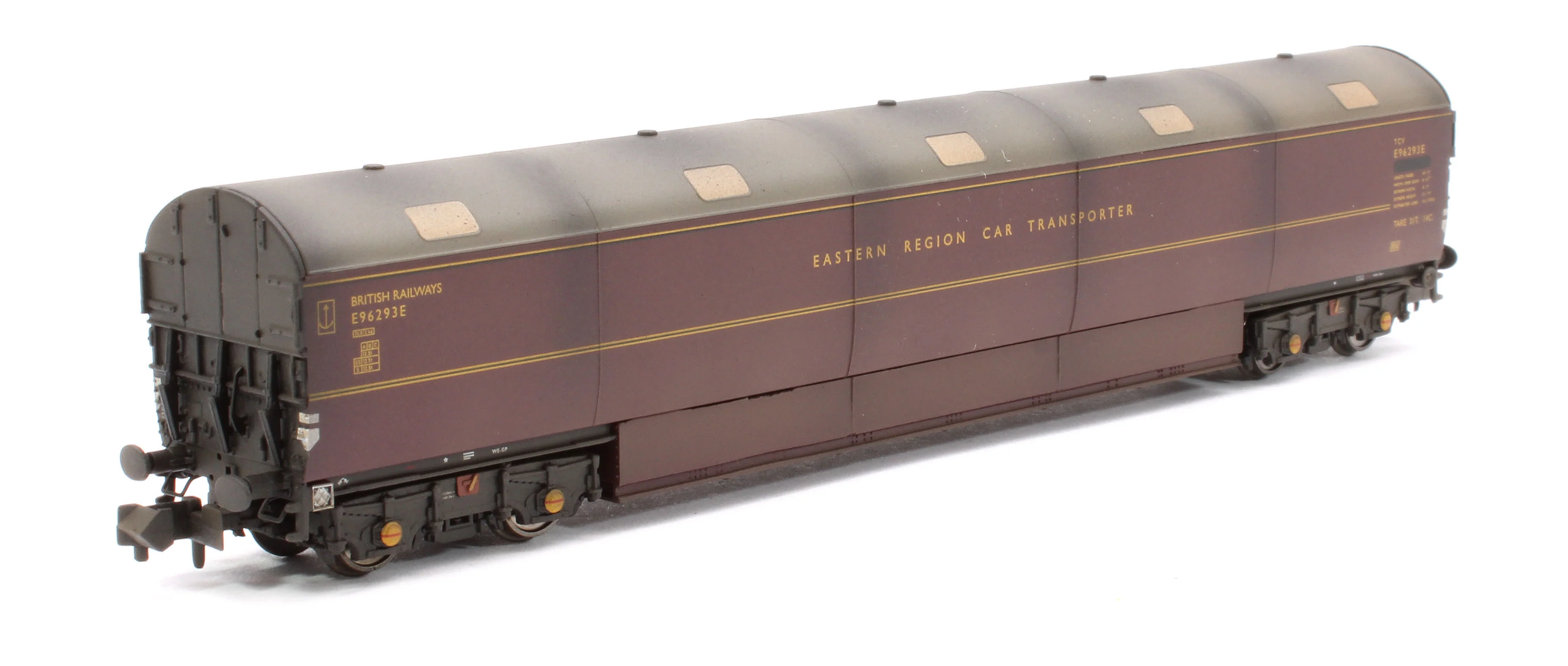 S2303-02 Custom Weathered Newton Chambers Car Transporter Eastern Region BR Lined Maroon E96286/293/297E - Pack 2 - Image 4