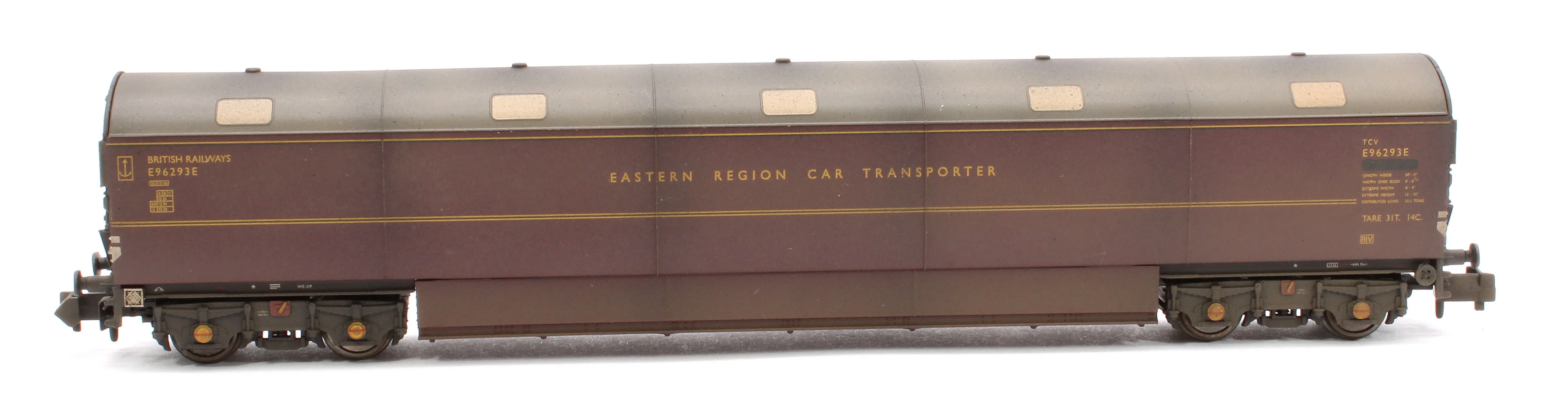 S2303-02 Custom Weathered Newton Chambers Car Transporter Eastern Region BR Lined Maroon E96286/293/297E - Pack 2 - Image 5