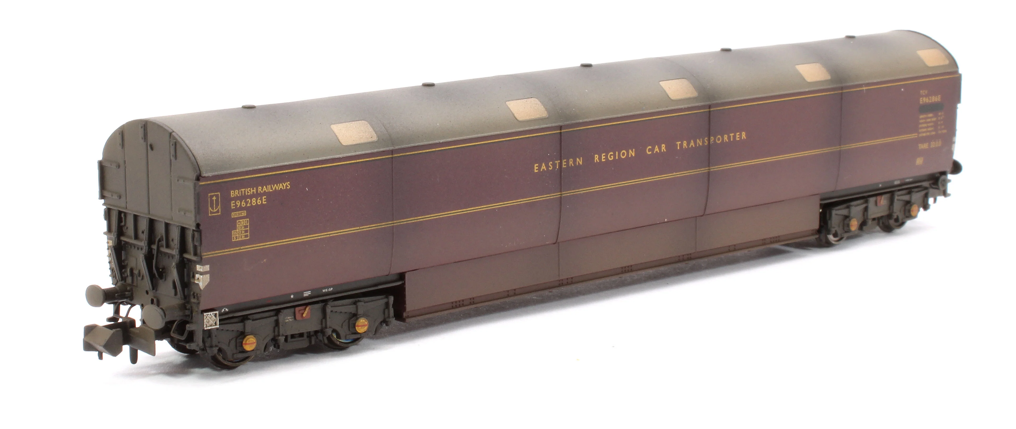 S2303-02 Custom Weathered Newton Chambers Car Transporter Eastern Region BR Lined Maroon E96286/293/297E - Pack 2 - Image 6