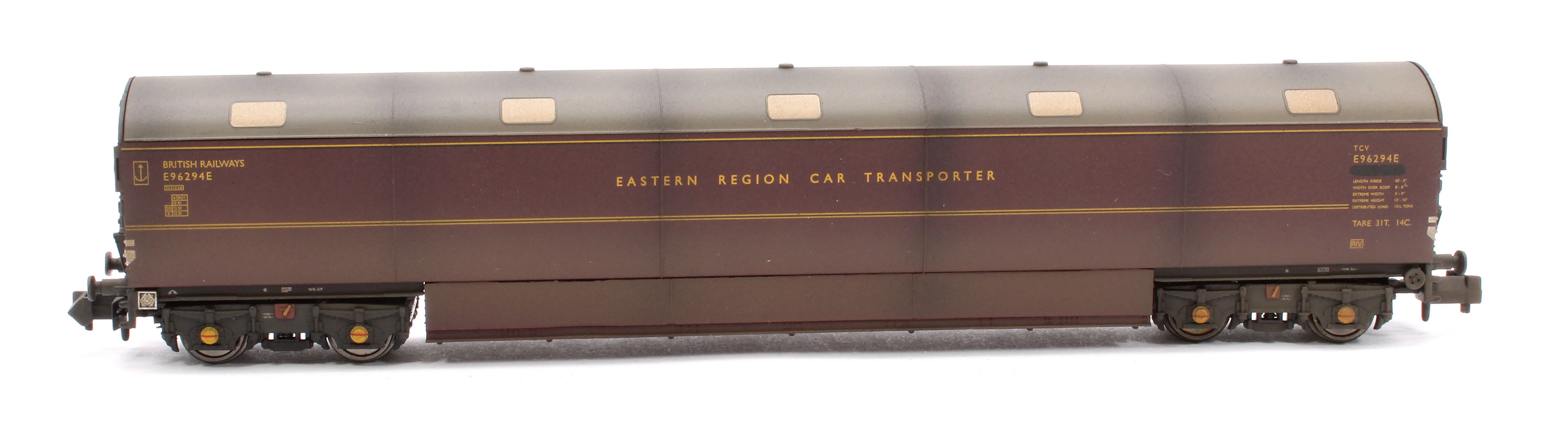 S2303-03 Custom Weathered Newton Chambers Car Transporter Eastern Region BR Lined Maroon E96287/291/294E - Pack 3 - Image 3