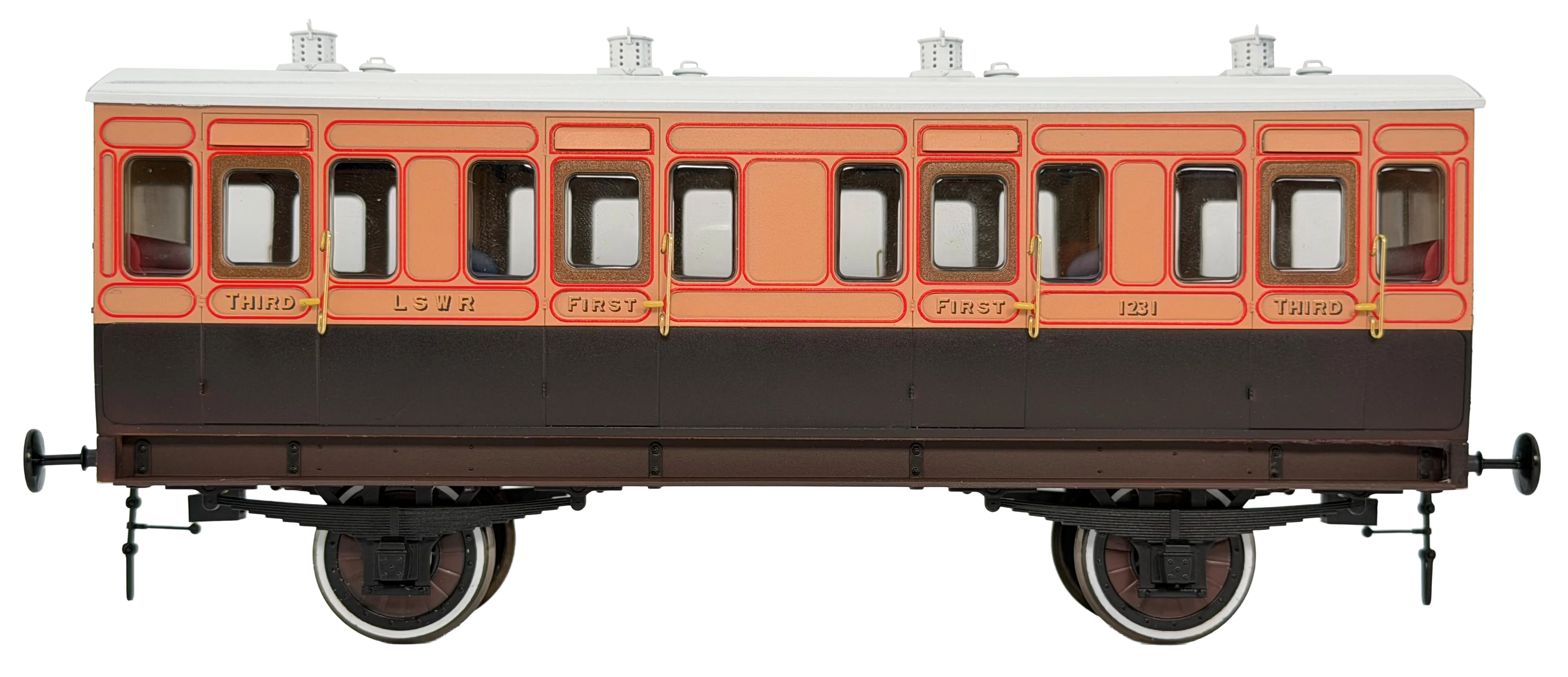 7P-020-350 Stroudley 4 Wheel LSWR suburban oil lit Composite 1231