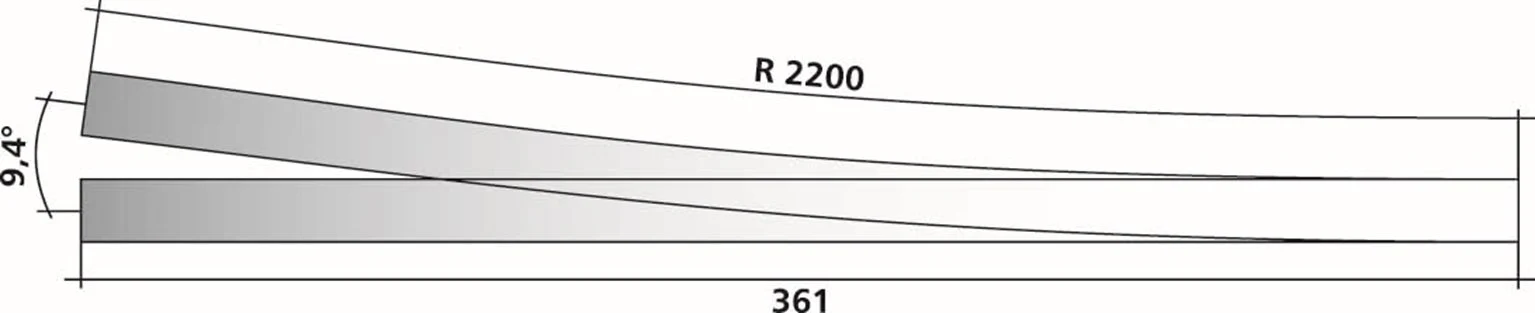 85327 Tillig elite track : Left Wide Point HO 9.4° - Image 3