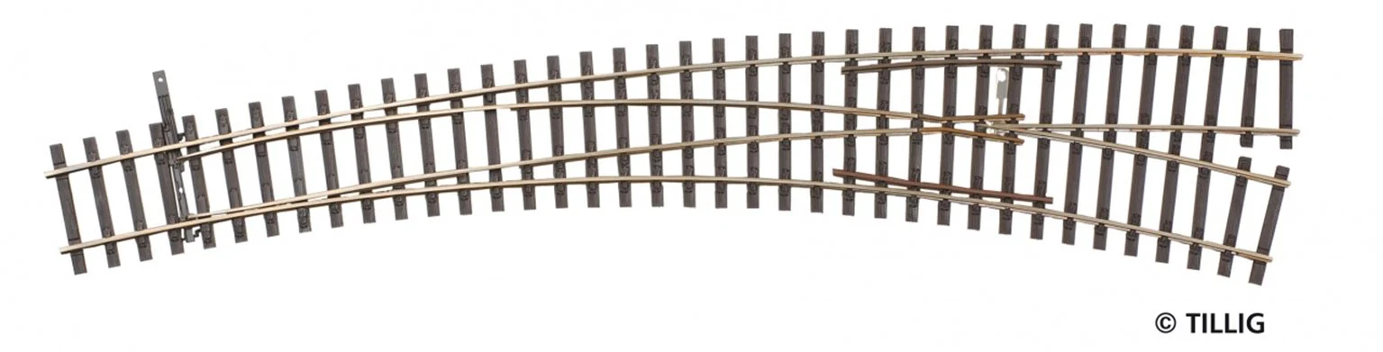 85373 Tillig elite track : Right Curved Point HO Exit 9° and 12°
