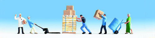 GM3910152 TT:120 Gauge Warehousemen (5) And Accessories Figure Set