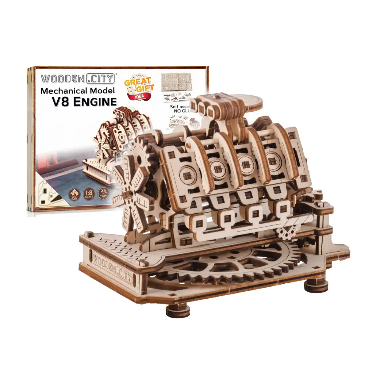 WR316 3D Wooden Mechanical Puzzle – V8 Engine