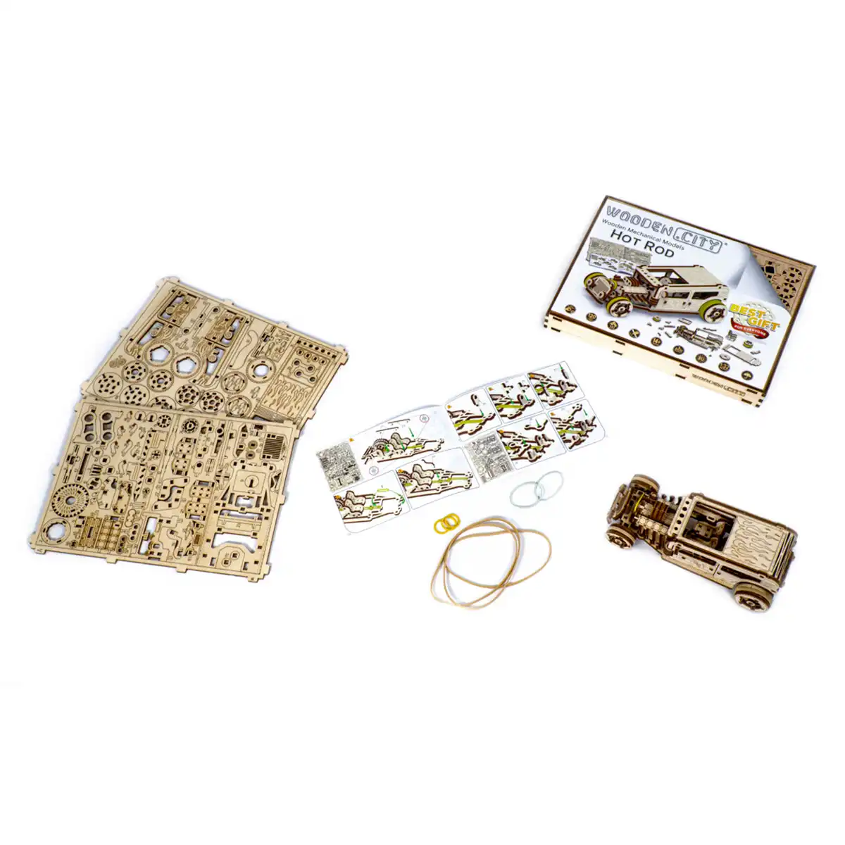 WR339 3D Wooden Car Puzzle – Hot Rod - Image 8
