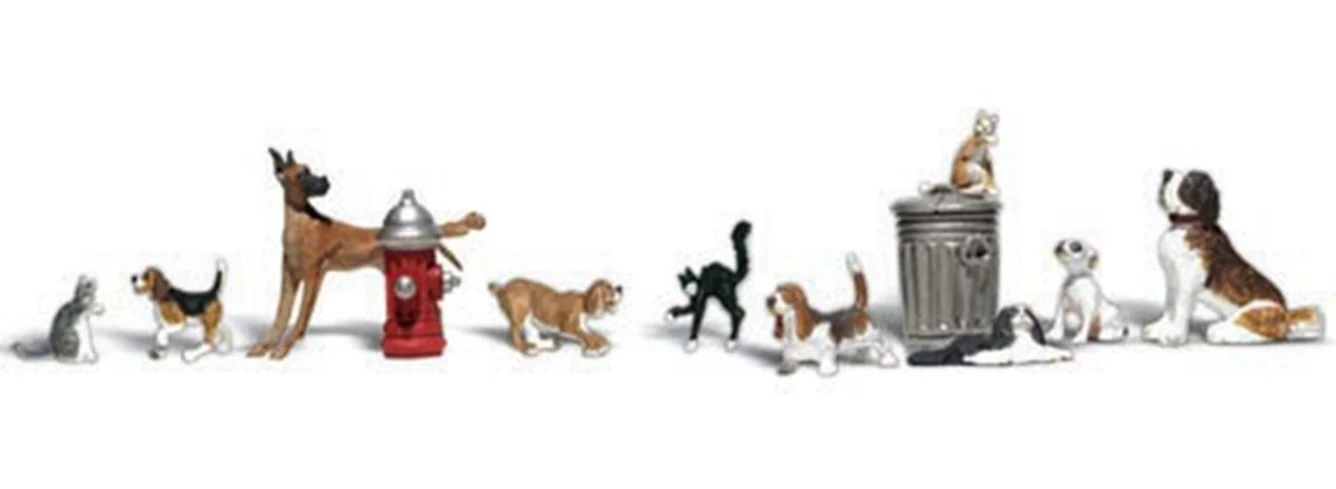 WA2725 A2725 Woodland Scenics - O Gauge Dogs & Cats